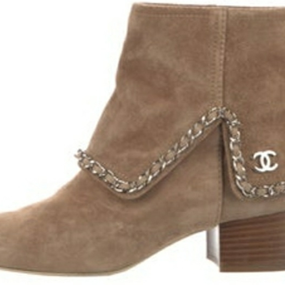 Chanel Tan Suede Ankle Boots